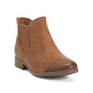 COBB HILL ROCKPORT Brown Leather Crosbie Paneled Comfort Booties